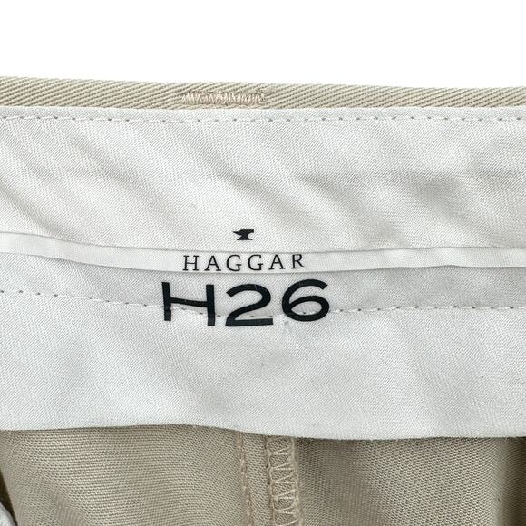 Haggar H26 Beige Belt Loops Button Slash Pockets Chinos Pants Size 34 x 32‎ - Picture 4 of 9